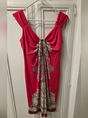 New York & Company Women's Fushia Sleeveless Dress with Paisley Panel ~ Small